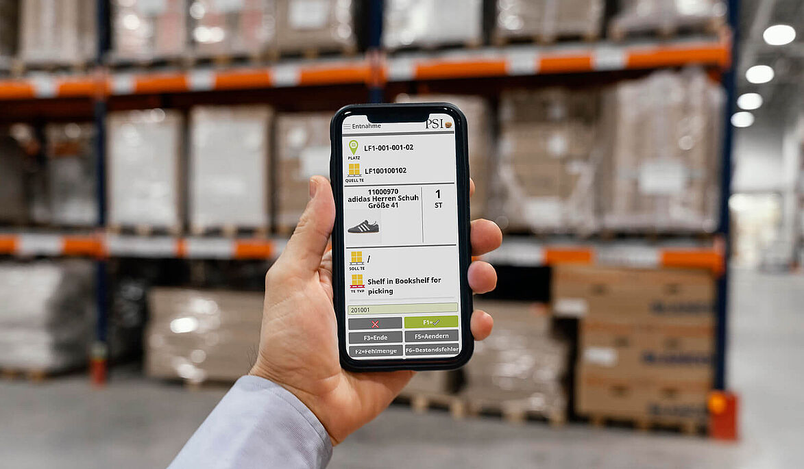 Darstellung PSIwms mobile - UNIPACK mit Produktvisualisierung