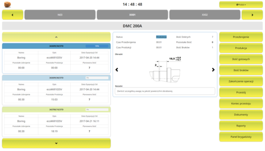 Track the progress of your production process in real time based on communication with production terminals